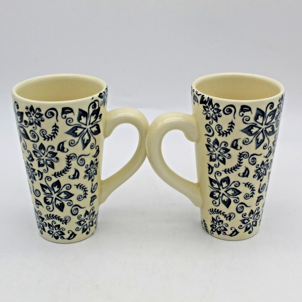 Teapot & 4 Tall Cups Blue Floral Tea Set with Loose Tea Filter Vintage Boxed - Picture 12 of 16